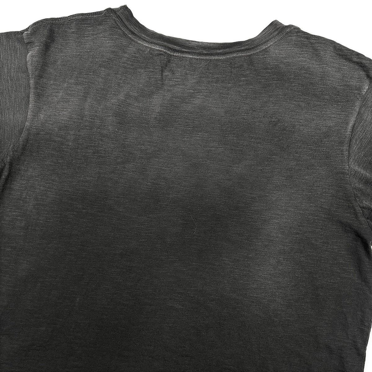 Vintage Wash Spray Black Slub Tee, back neck detail