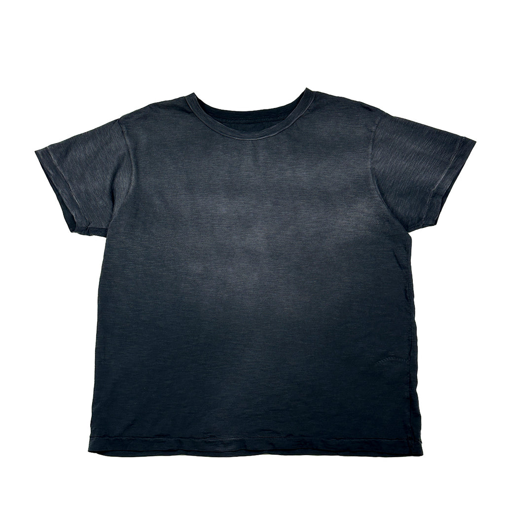 Vintage Wash Spray Black Slub Tee, front view showing the washed finish