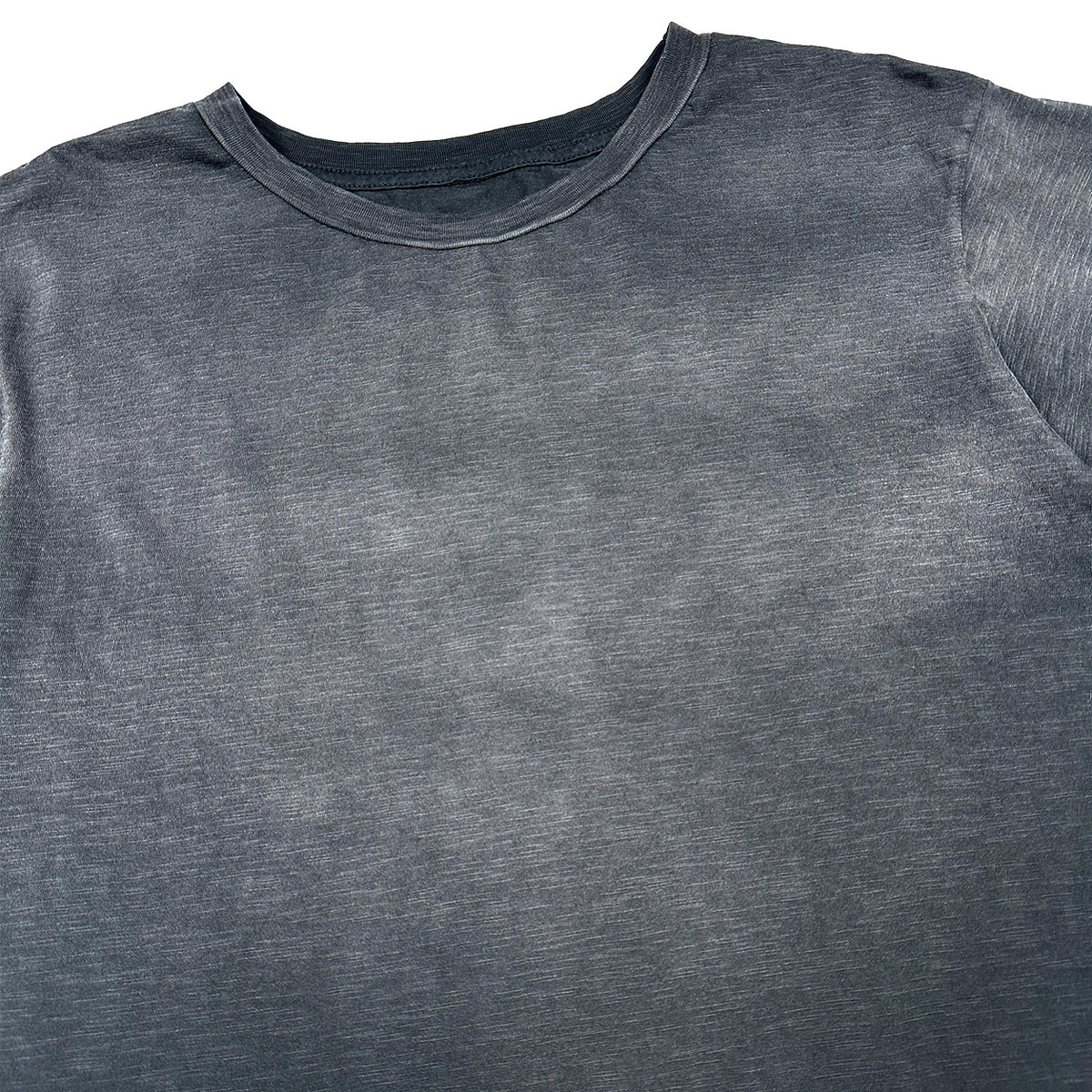 Vintage Wash Spray Black Slub Tee, ribbed crew neck detail
