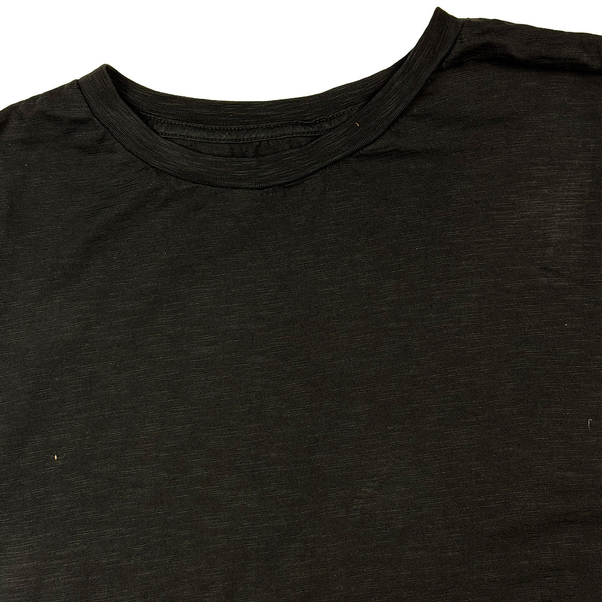 Black Slub Tee, ribbed crew neck detail
