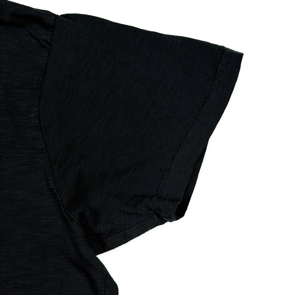 Black Slub Tee, single-stitch sleeve hem